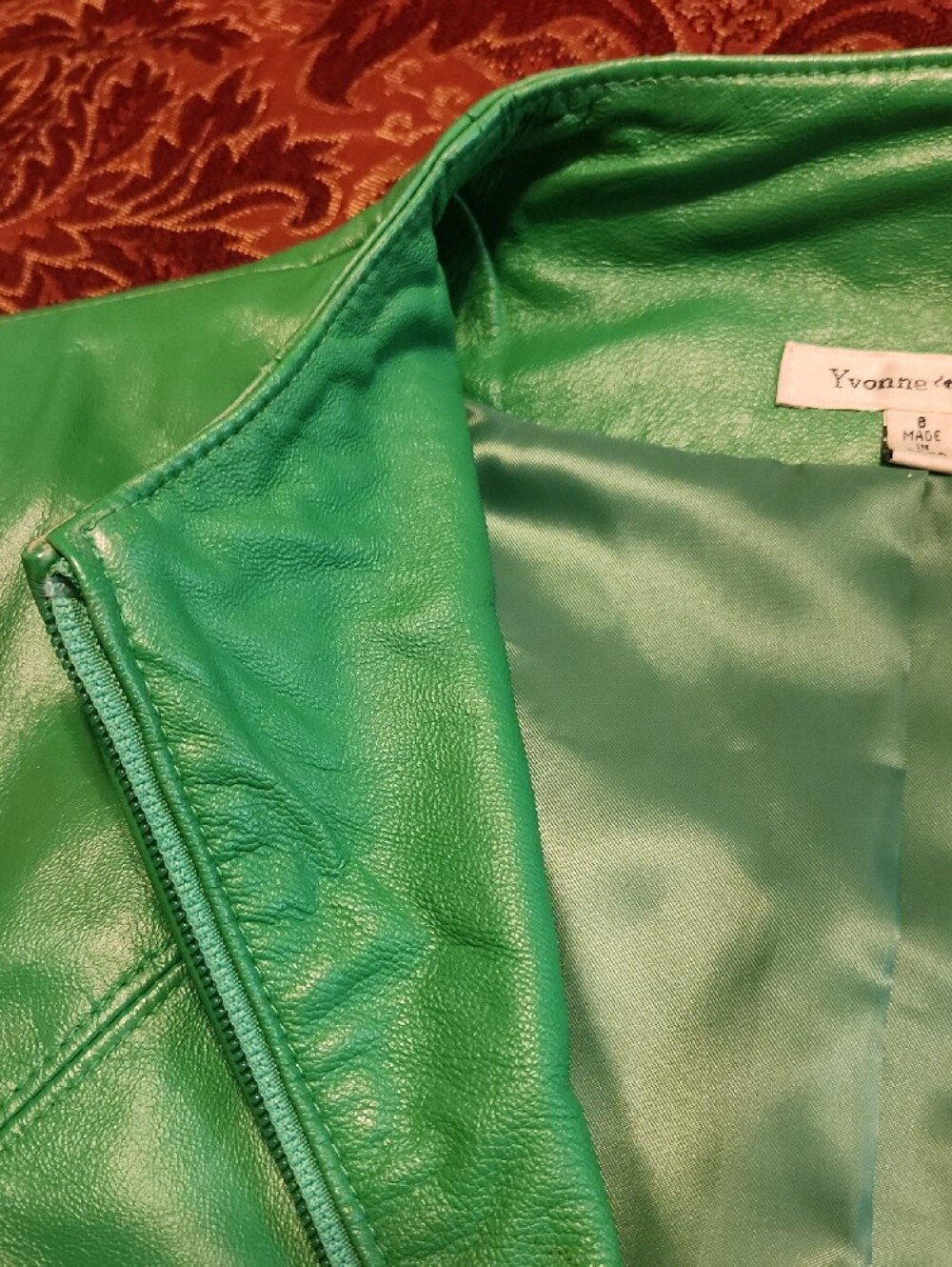 Yvonne Marie Vintage Green Lamb Leather Jacket, 8 - Picture 14 of 14